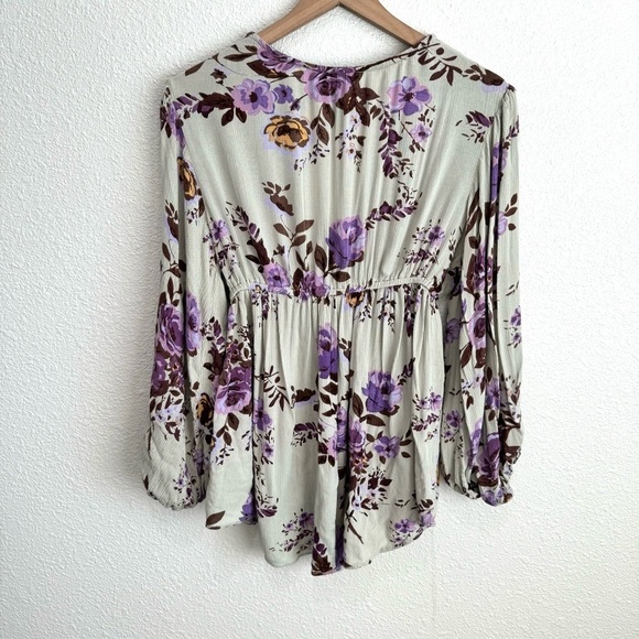 Angie Women's Large Babydoll Blouse Romantic Floral Summer Boho Bell Sleeve - Picture 9 of 11